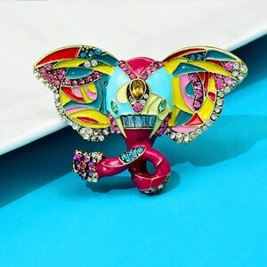 Elephant Brooches For Women Coloful Enamel Pin For Coat, Suit, or Scarf